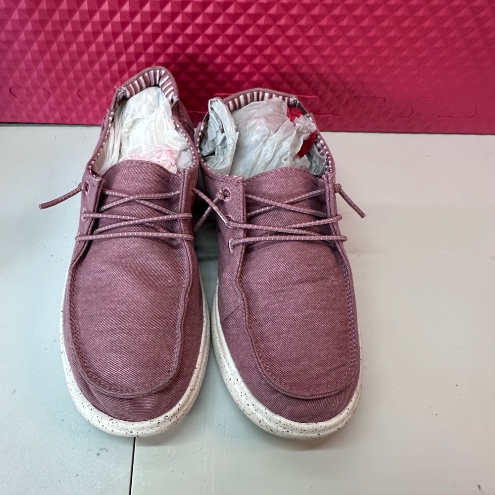 Skechers BOBS Skipper Mauve Pink Canvas Slip On Boat Shoes Loafers Womens 9